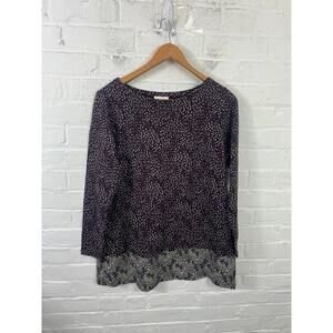 J.Jill Women's Dotted Design Boatneck Pullover Tunic Blouse Long Sleeve Size M